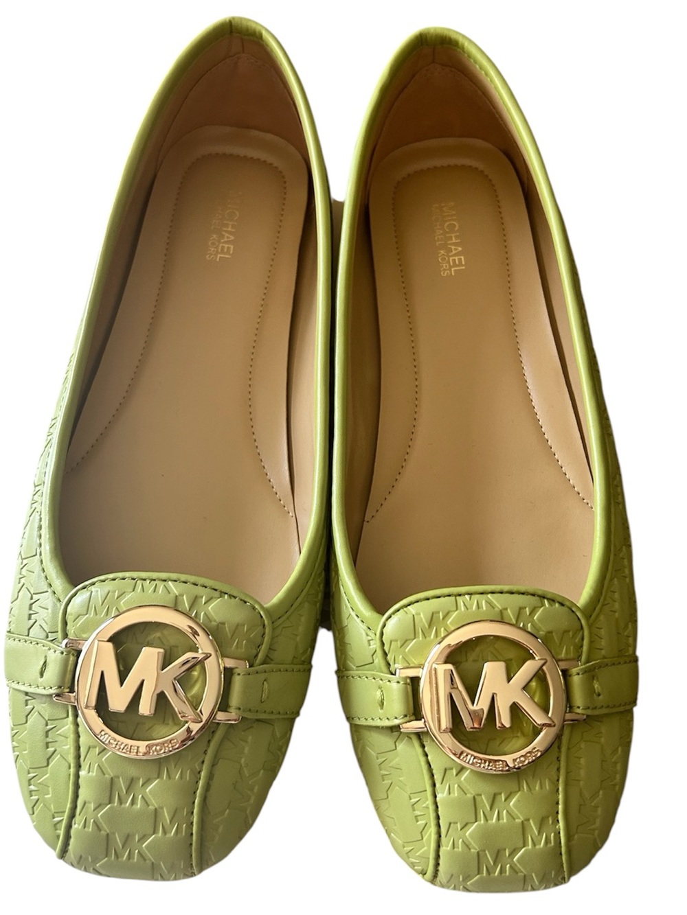 Michael Kors Women's Green MK Logo Leather Fulton Mocassin New in box Size 10